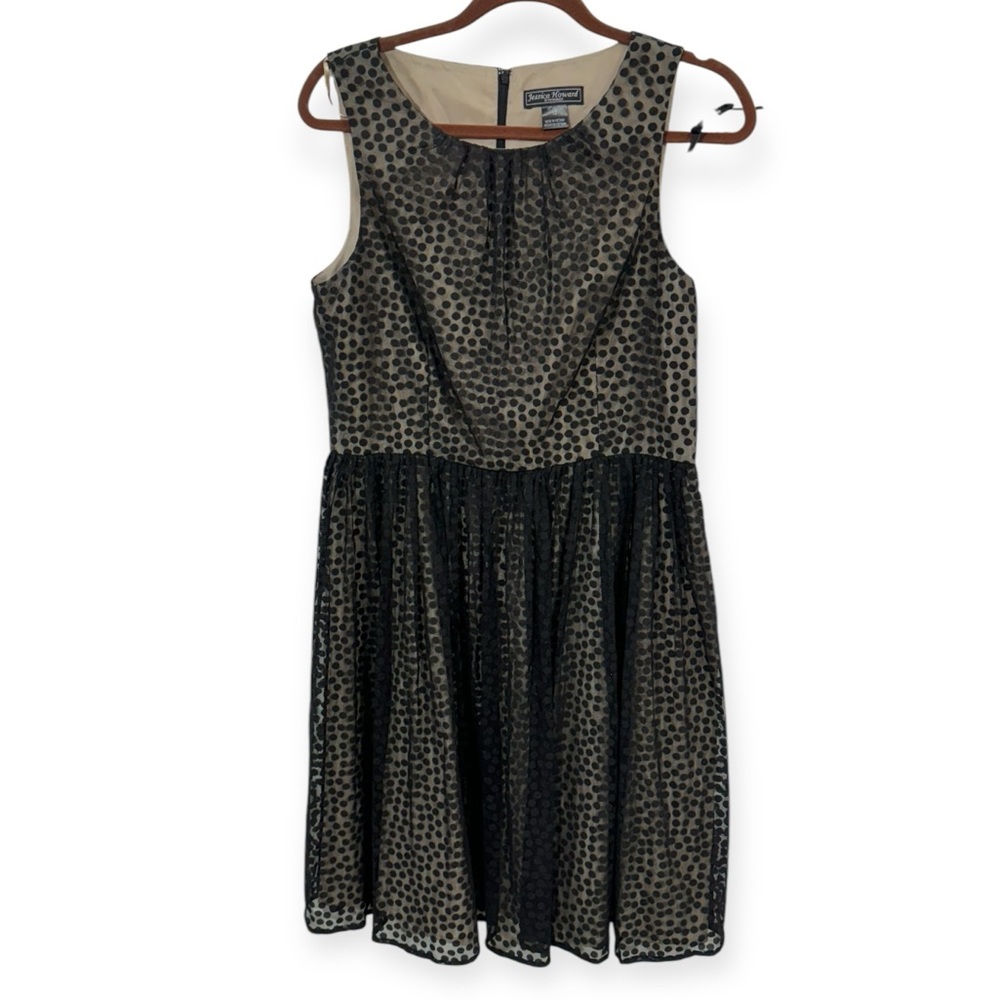 Jessica Howard Evening Cocktail Polka Dot Lace Dress Size 12